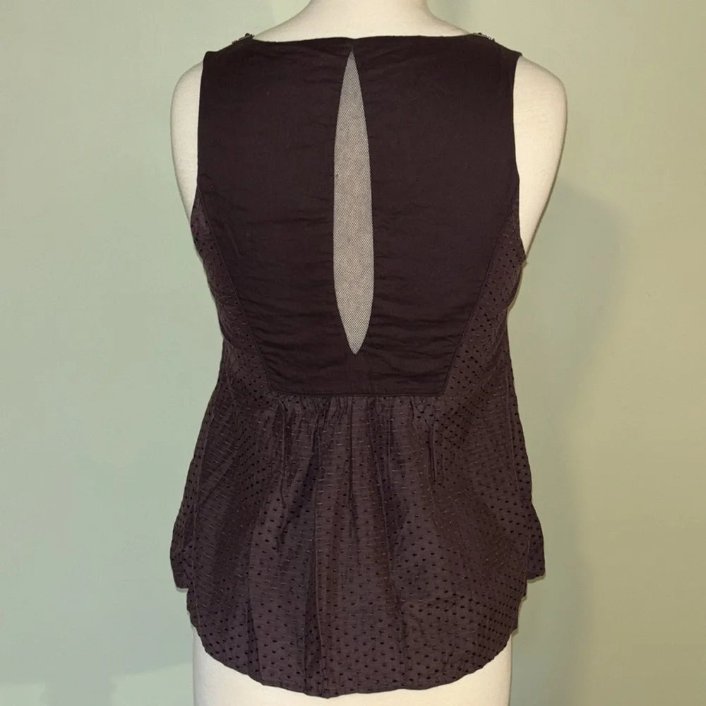 REBECCA TAYLOR beaded embroidered v neck purple women’s top size 4 - Picture 7 of 12